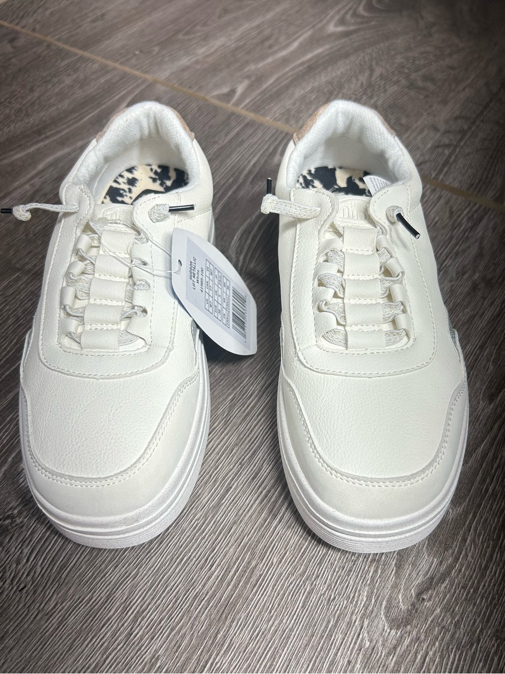Hey dude Hudson lift metallic Platform Sneakers with Silver Accent and Gold Heel - Picture 3 of 10